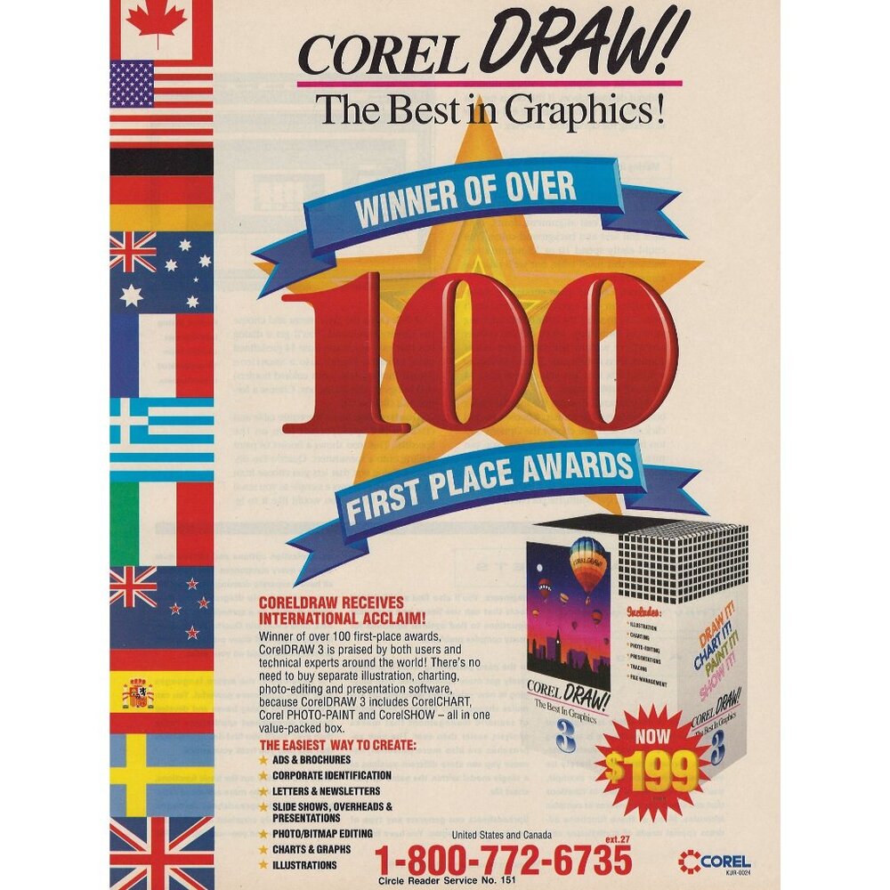 CorelDRAW Graphics Software 1993 Vintage Print Ad  u Original